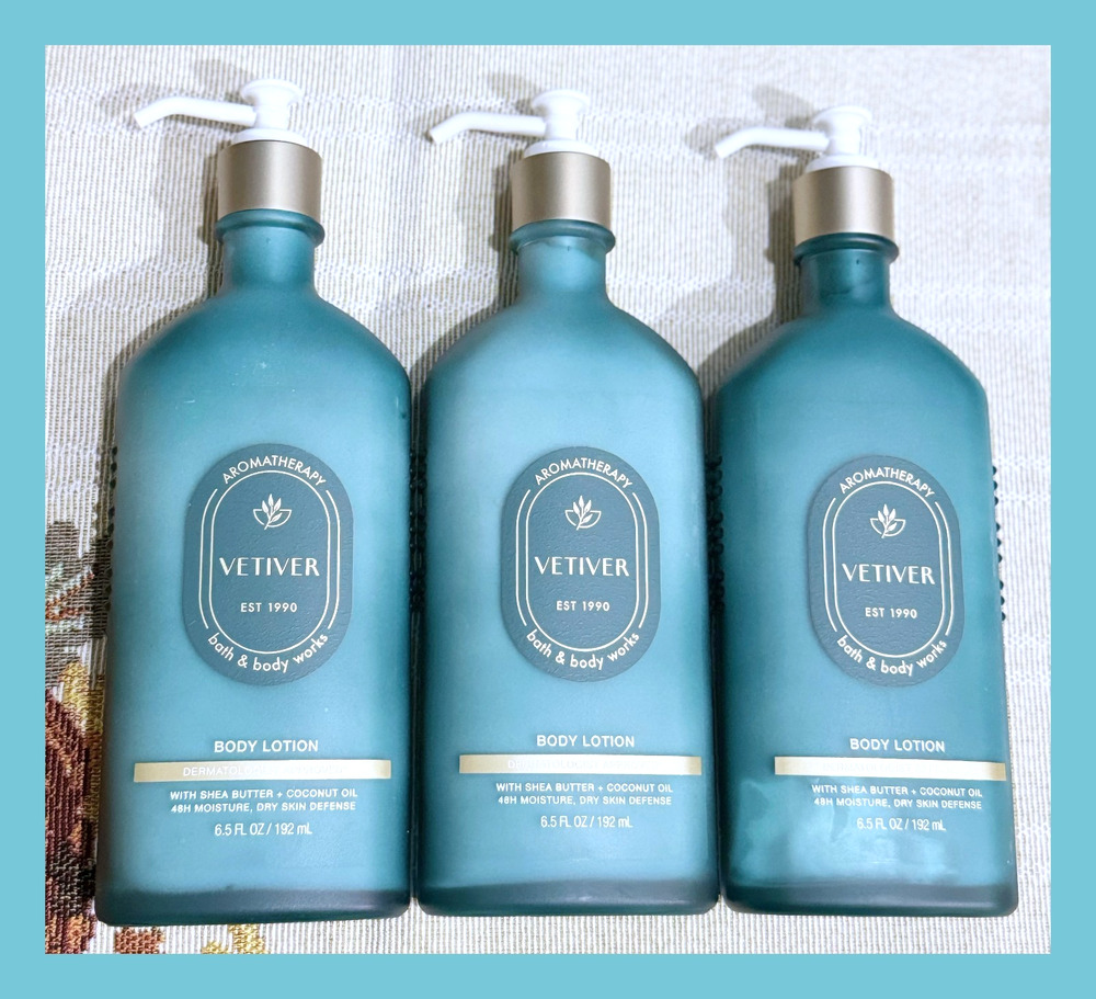 Bath & Body Works 6.5 oz Aroma Vetiver Moisturizing Body Lotion x3